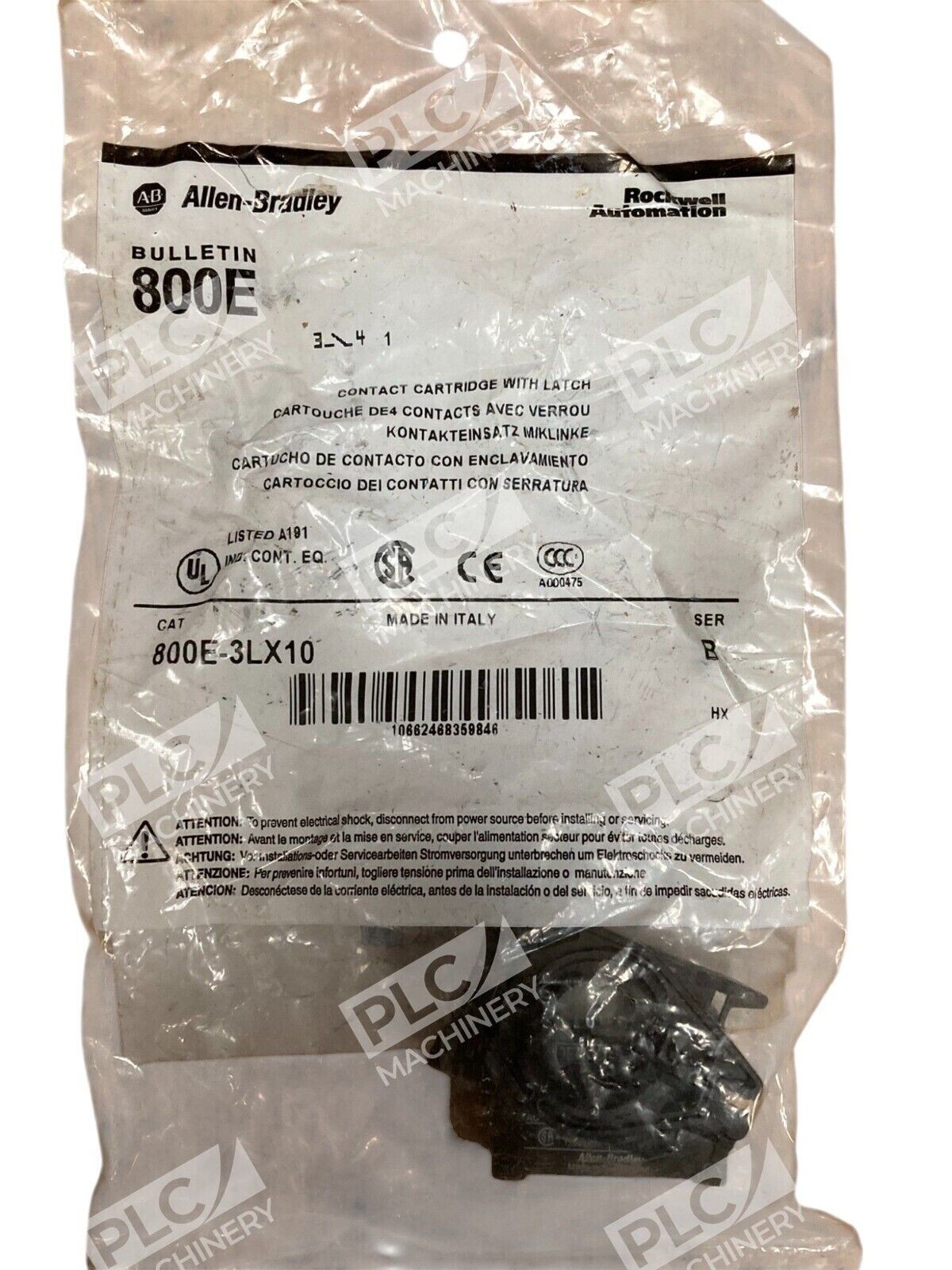 Allen Bradley AB Contact Cartridge W/ Latch 800E-3LX10 /B