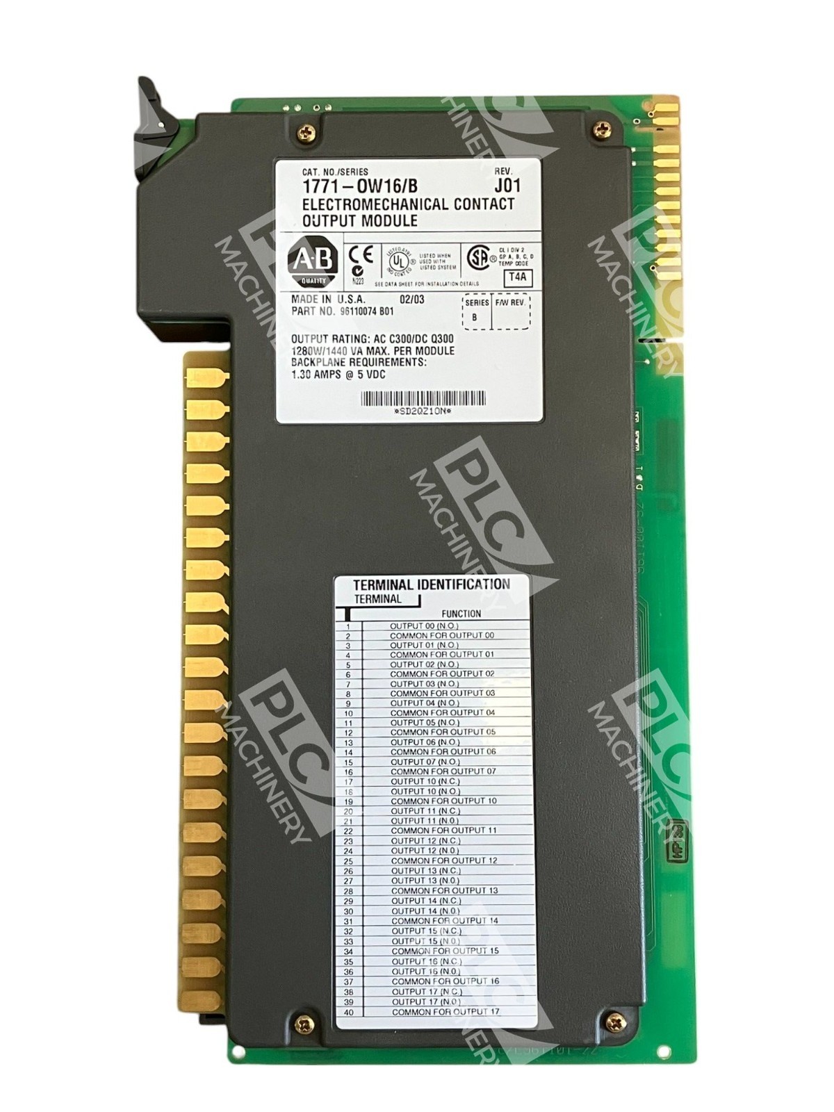 Allen Bradley AB Rev J01 Electromechanical Contact Output Module 1771-OW16/B