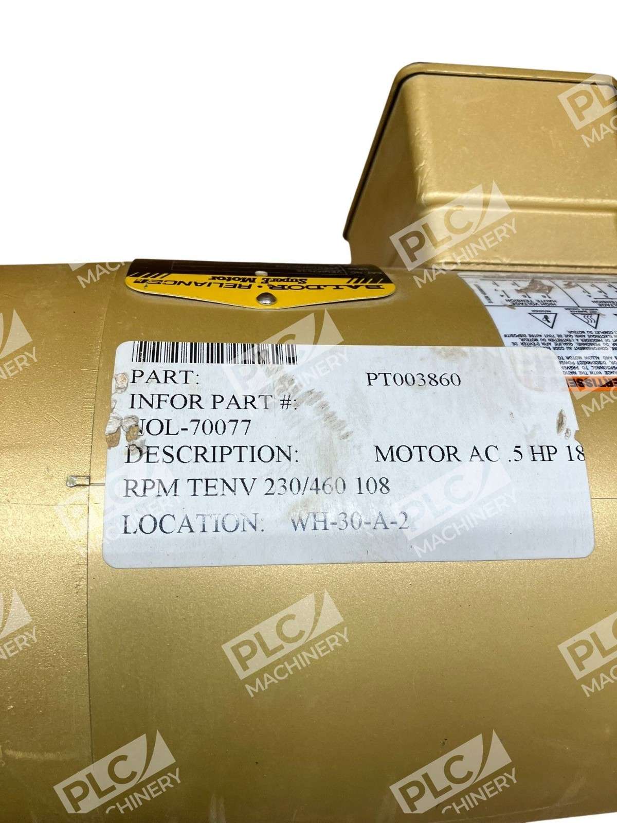 Baldor Reliance 35E010M303G3 0.5HP SuperE Motor VENM3538 - Image 5