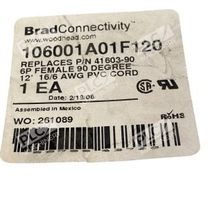 Brad Connectivity 6P Female 90Deg 12 166 AWG PVC Cord 106001A01F120 226773534543