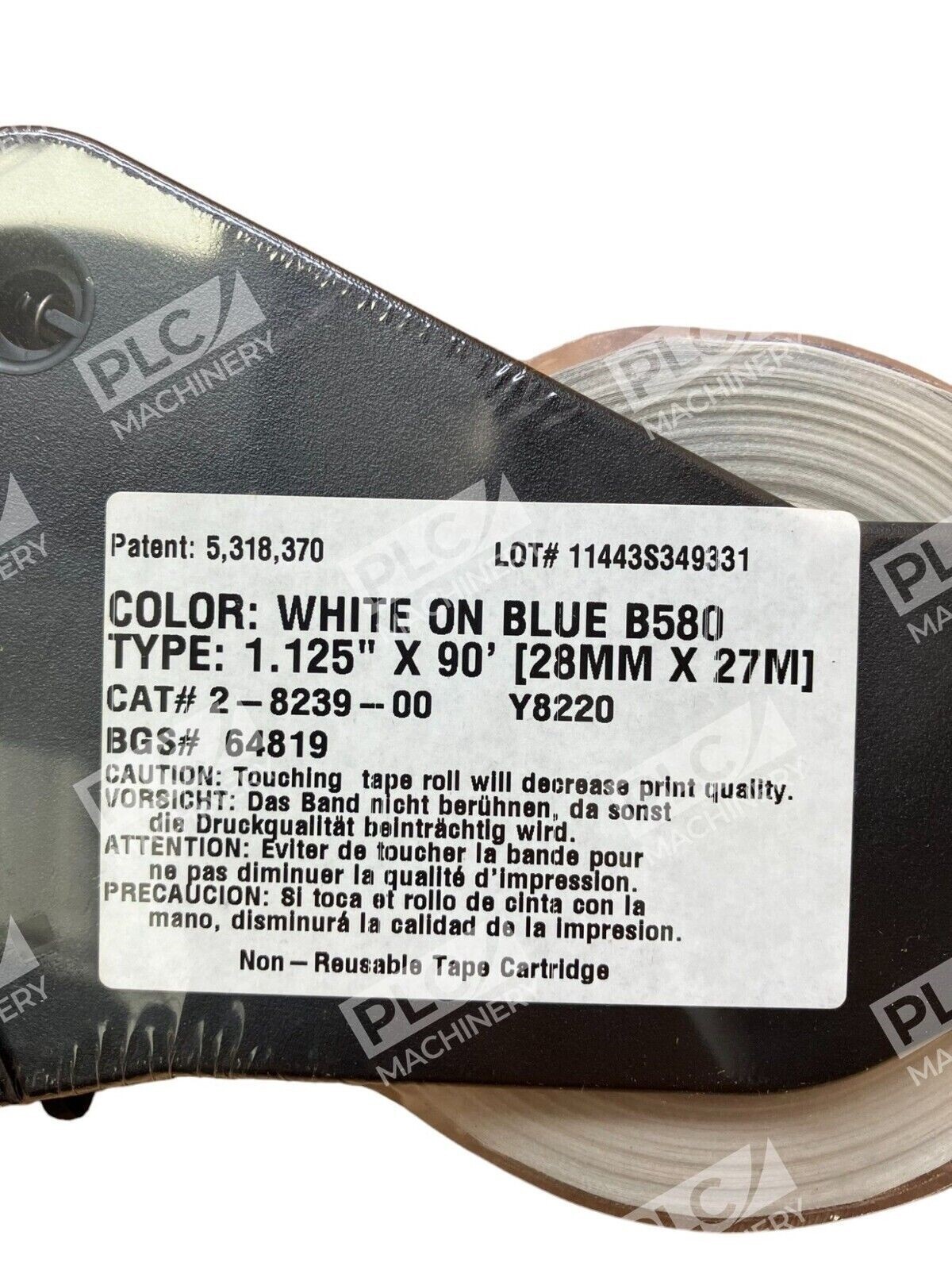 Brady 2-8239-00 White on Blue B580 1.125"X90' Tape Roll Cartridge - Image 4