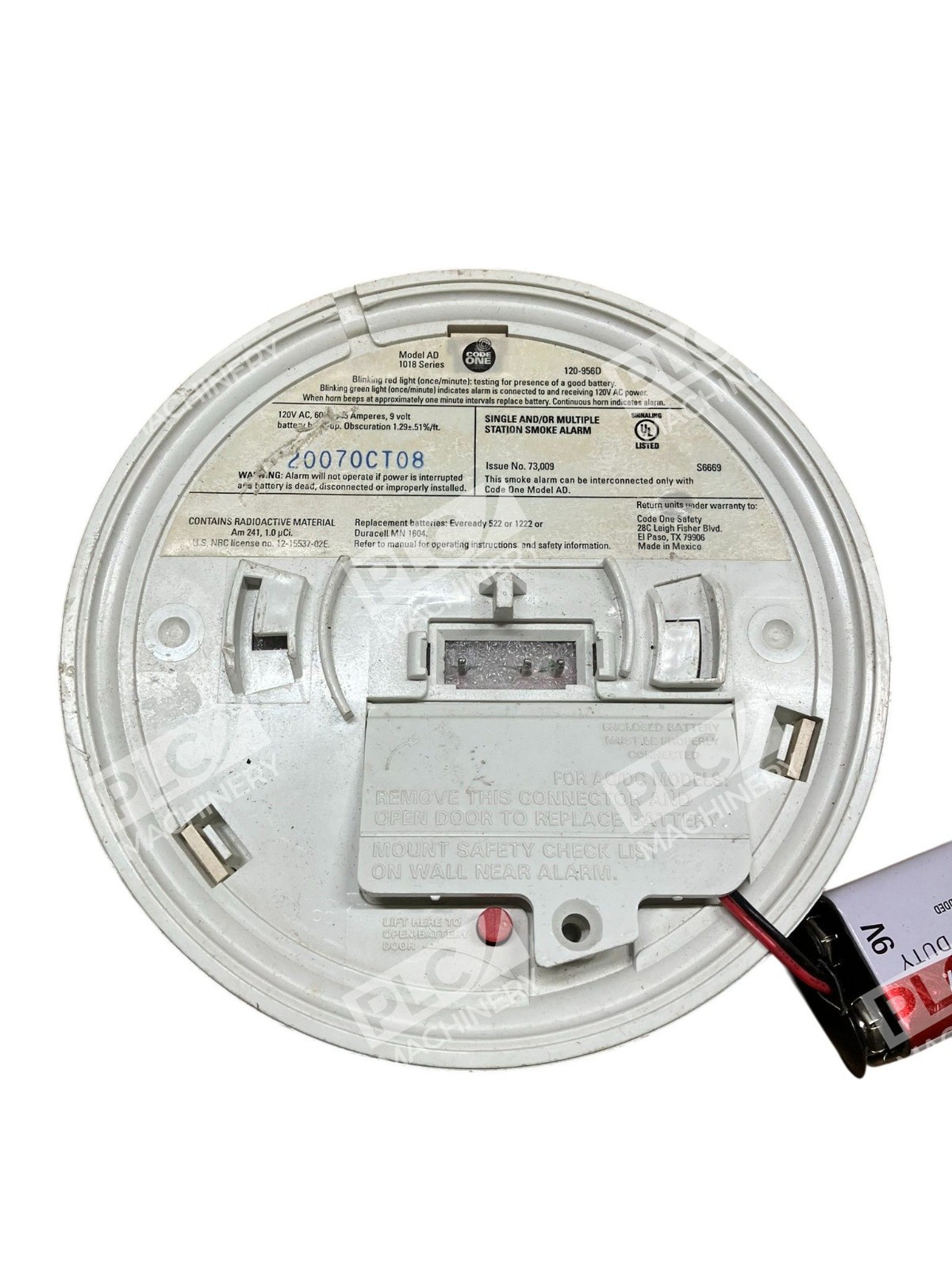 Code One AD 1018 Series Ionization Smoke Alarm Hardwired w/ Battery Backup - Image 3