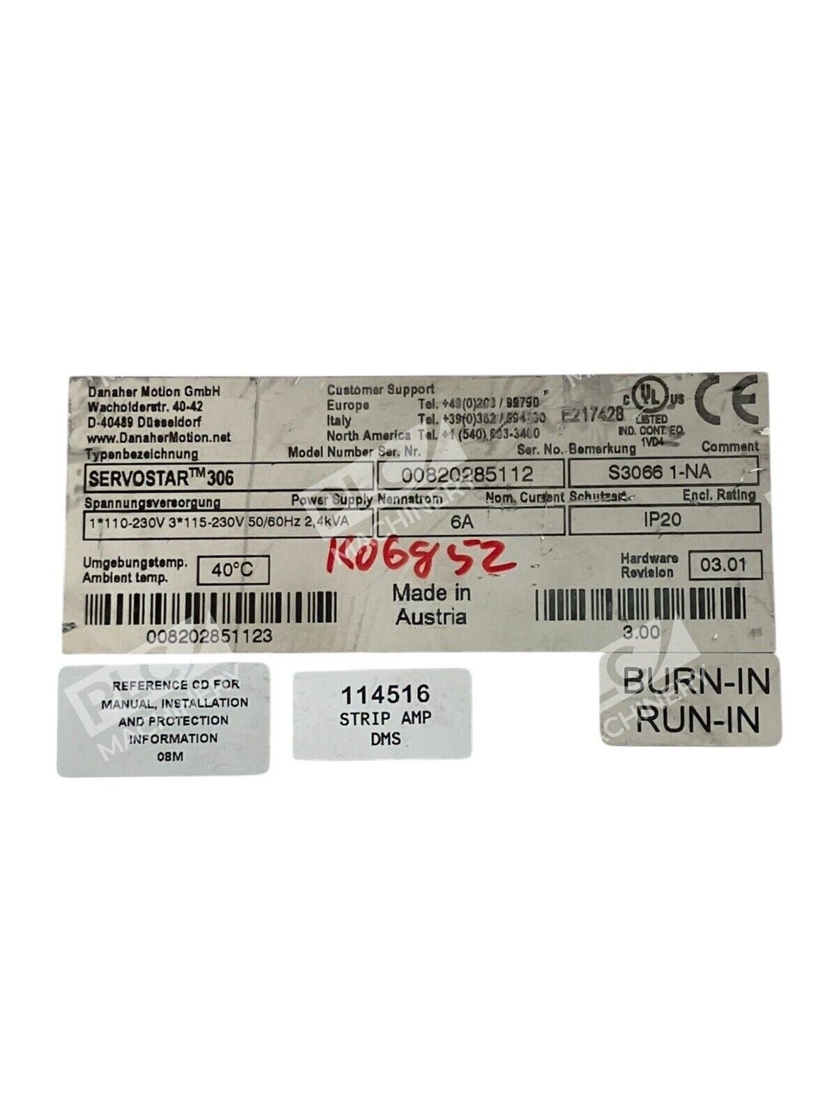 Danaher Motion GmbH S3066 1-NA Servostar306 Servo Drive Servostar 306 - Image 3