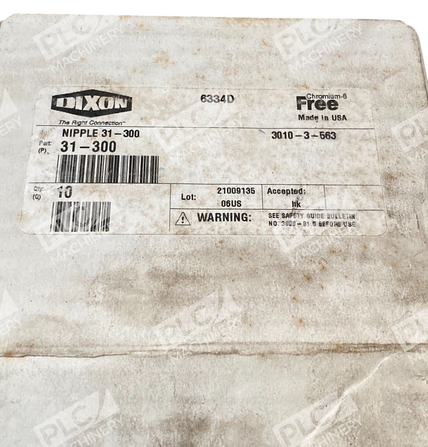 Dixon 3010-3-563 3000 Series Hydraulic Plug 3/8 NPT Nipple 31-300 (Box of 6) - Image 3