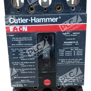 Eaton Cutler Hammer Type FS 480VAC 3 Pole 15A Circuit Breaker FS340015 A