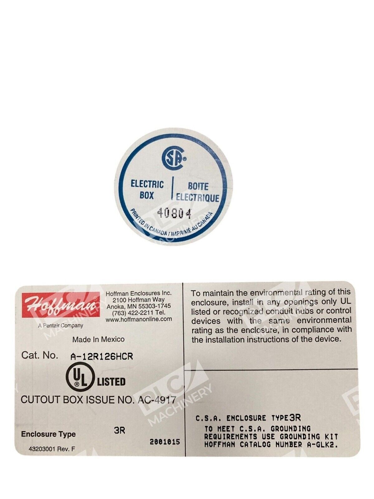 Hoffman HVLS Enclosure Box A-12R126HCR With Danfoss 176F7313 MTE RL-00404 - Image 3