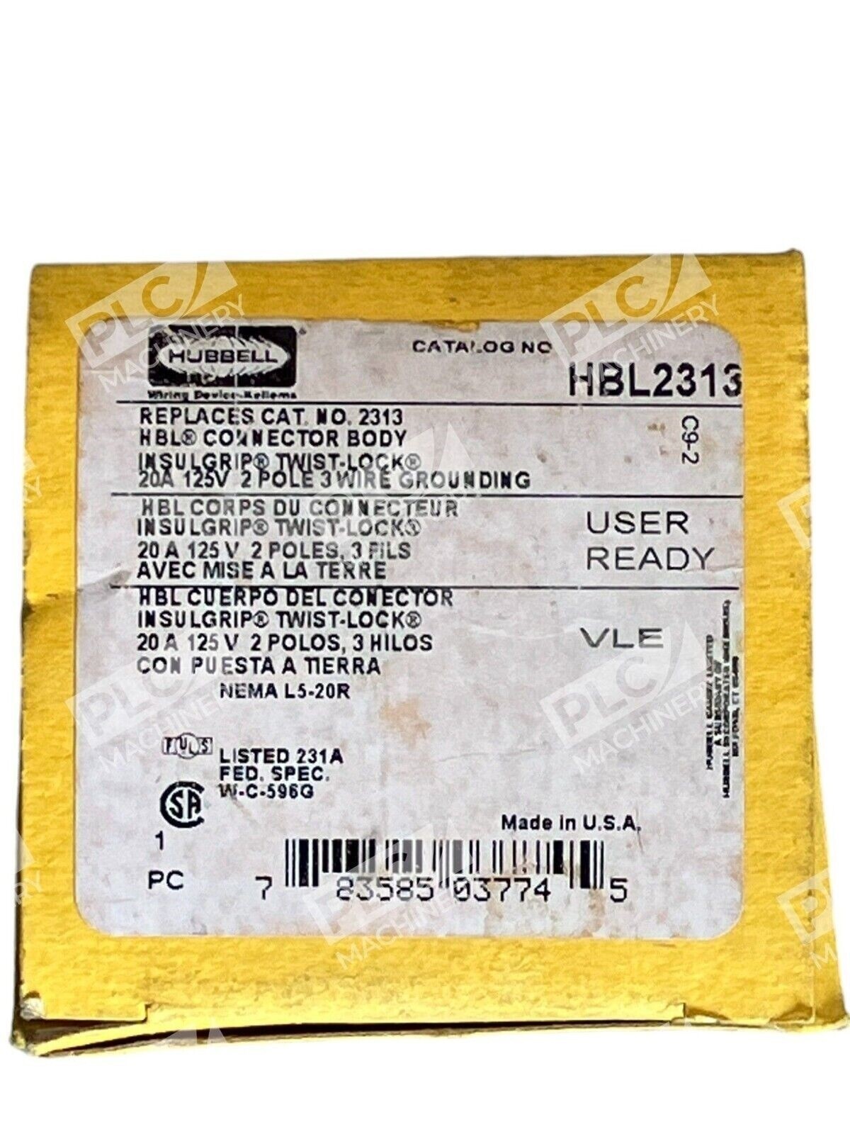 Hubbell Connector Body Insulgrip Twist-Lock 20A 125V 2 Poles HBL2313 - Image 3