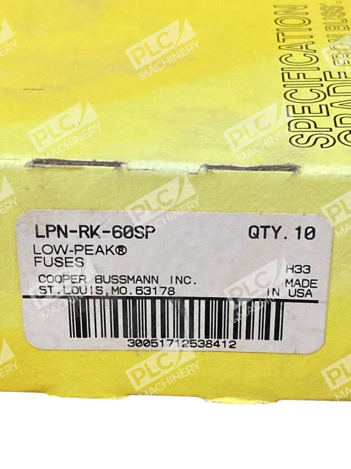 Lot of 10 Bussmann LPN-RK-60SP Low-Peak Dual-Element Time-Delay Fuse