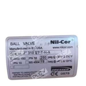 Nil Cor 2 Fiberglass Ball Valve 310 ST T H A ANSI 150 Dresser HYTORK 71 150 PSI 297858572253