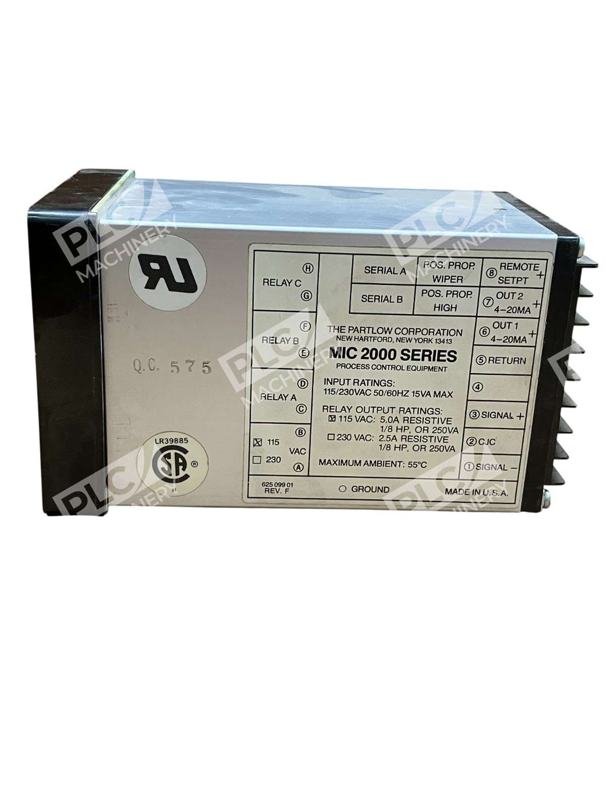 Partlow 2130001 Mic 2000 Series Process Control Equipment 115/230 VAC 50/60 Hz - Image 4
