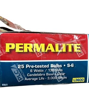 Permalite S 6 6W 130V 25 Pretested Bulbs Candelabra Base Clear L3600 226501523143