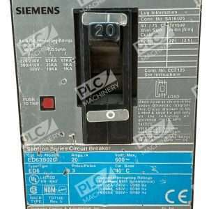 Siemens 3 Pole 600V 20A Sentron Series Circuit Breaker ED63B020 226794285773
