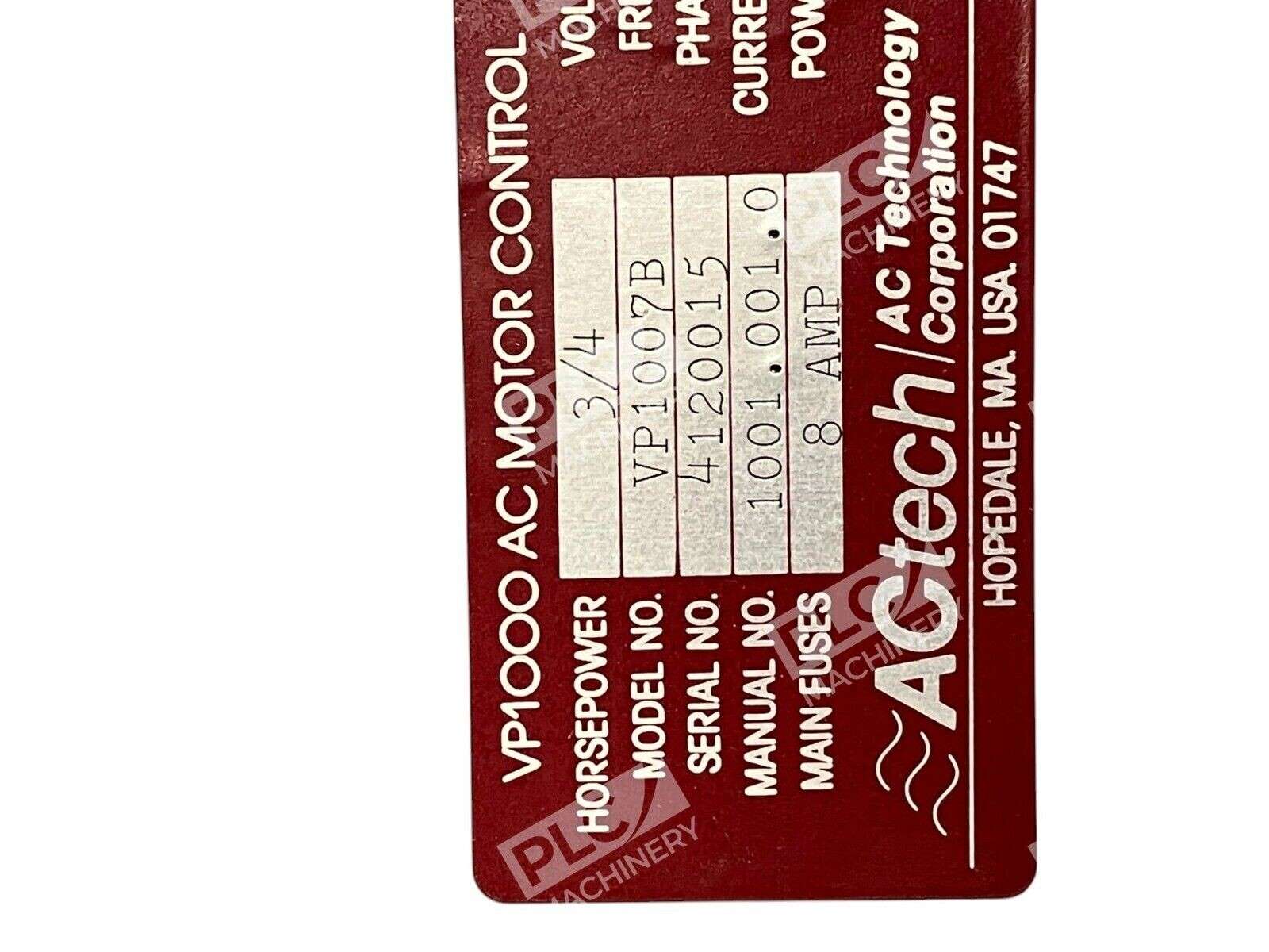 AC Tech Technology Corp VP1000 Variable Pulse AC Motor Control VP1007B - Image 3