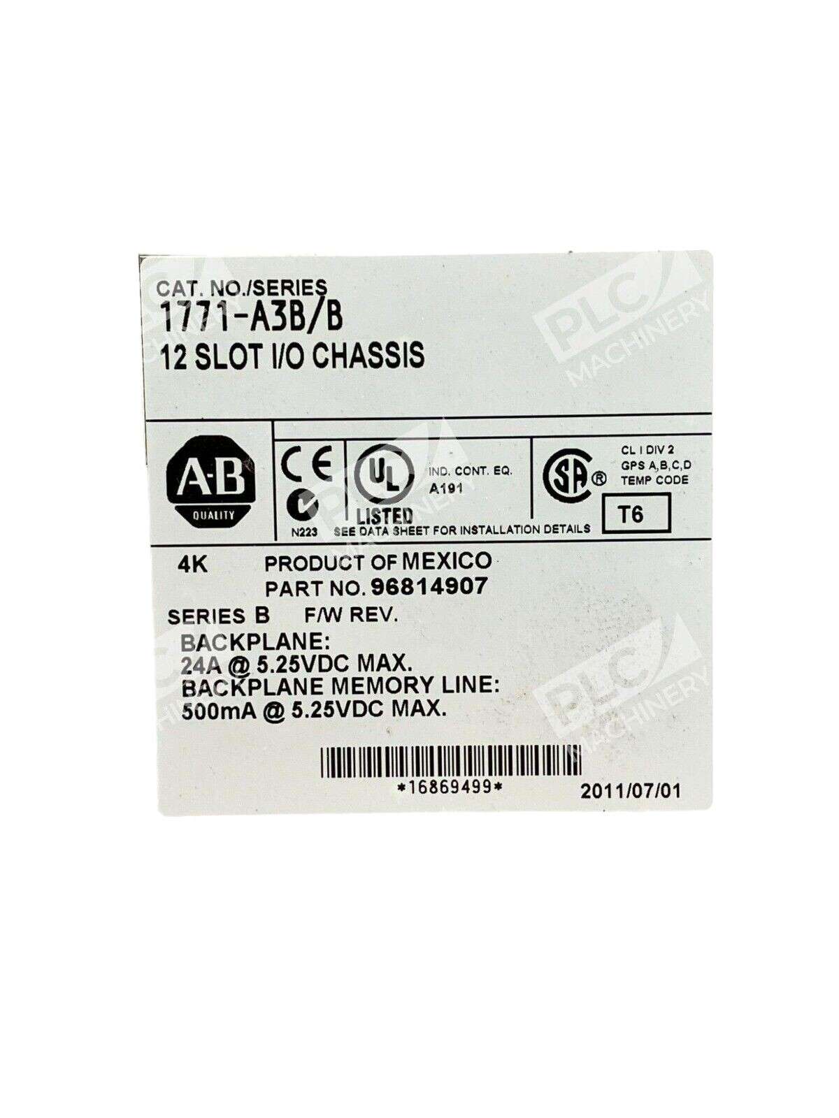 Allen Bradley 1771-A3B /B 12 Slot I/O Chassis - Image 3