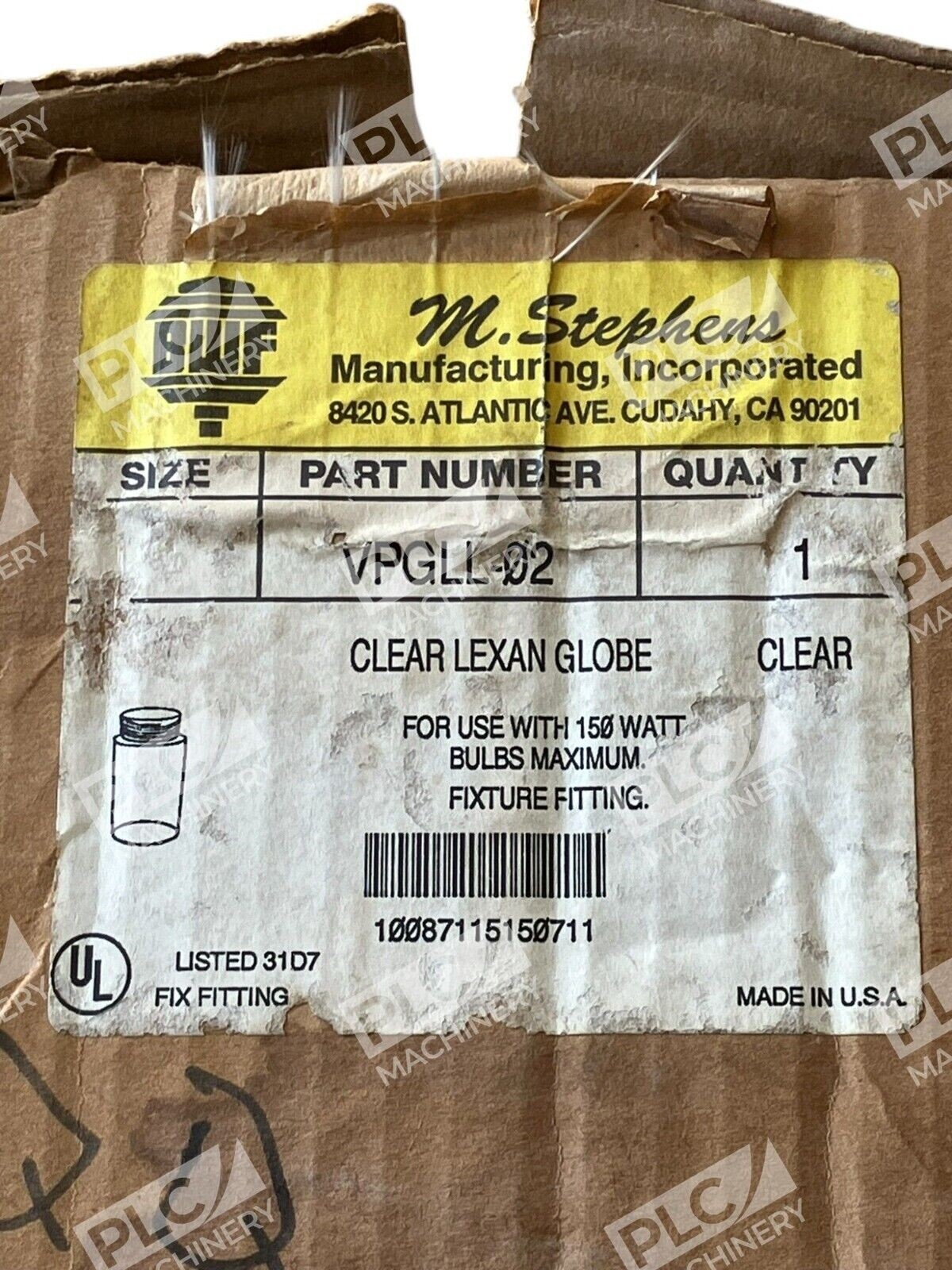 BWF M Stephens Clear Lexan Globe VPGLL-02