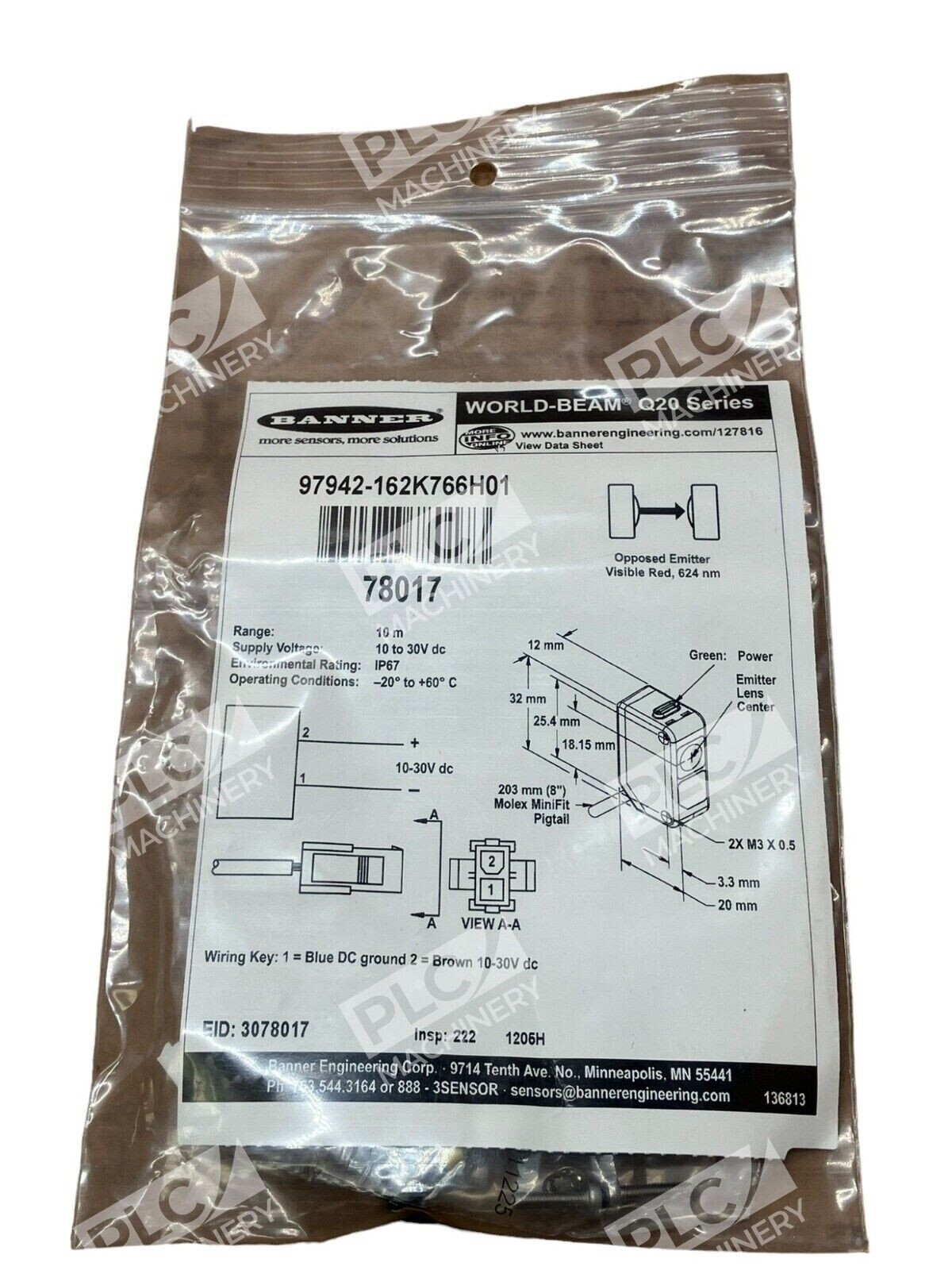 Banner Q20E-78017 Photoelectric Emitter/Sensor