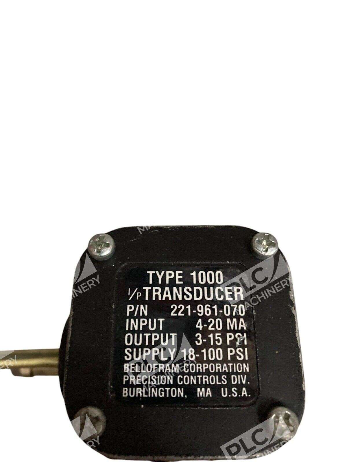 Bellofram 4-20MA 3-15PSI 19-100PSI Type 1000 I/P Transducer 221-961-070 - Image 3