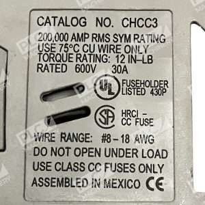 Bussmann 3 Pole 30A 600V Fuse Holder CHCC3 226520623014