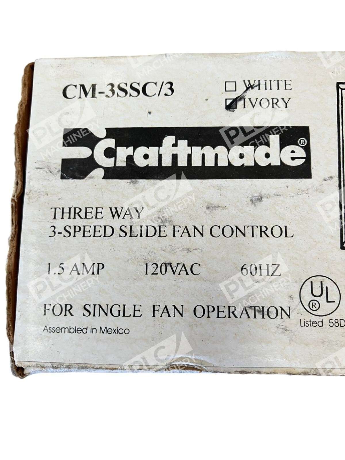 Craftmade Ivory 3-Speed Slide Fan Control 1.5A 120VAC 60Hz CM-3SSC/3 - Image 3