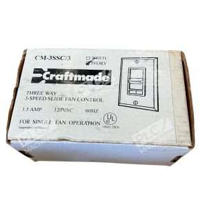 Craftmade Ivory 3-Speed Slide Fan Control 1.5A 120VAC 60Hz CM-3SSC/3