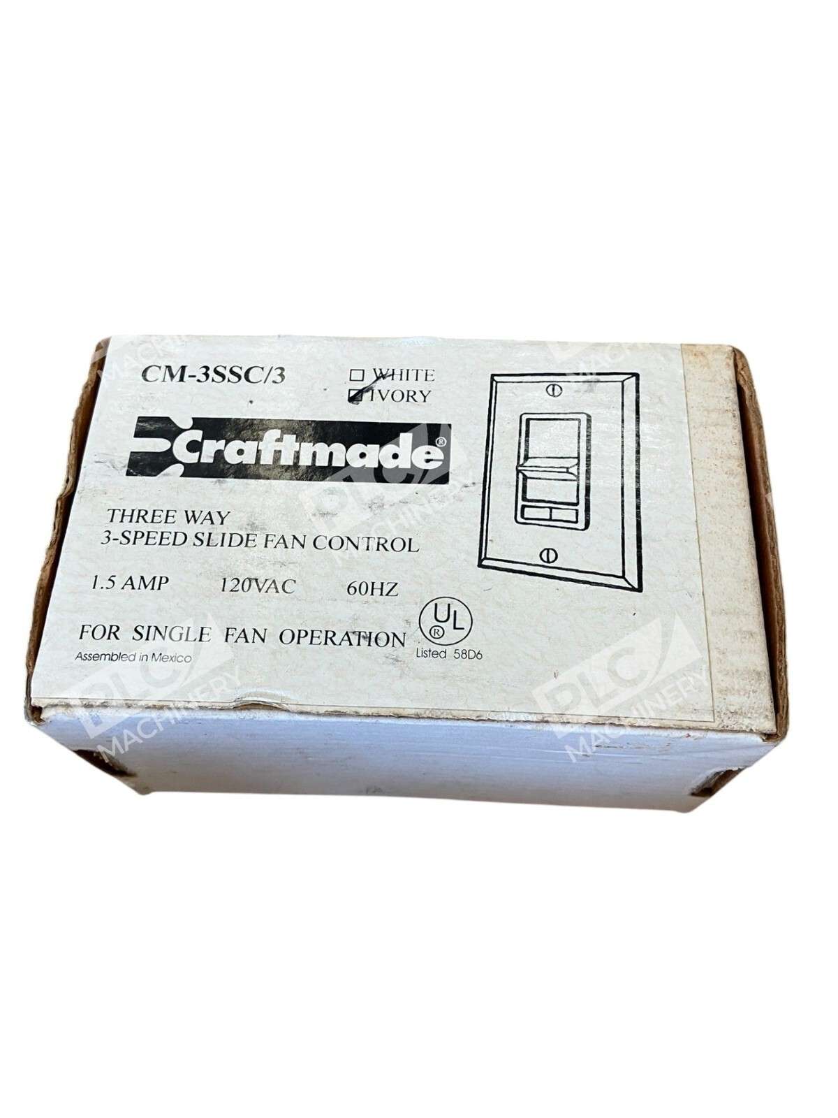 Craftmade Ivory 3-Speed Slide Fan Control 1.5A 120VAC 60Hz CM-3SSC/3