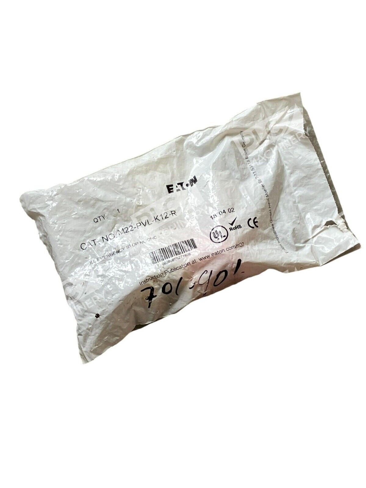 Eaton Illuminated Emergency Stop Pushbutton NO/2NC M22-PVL-K12-R