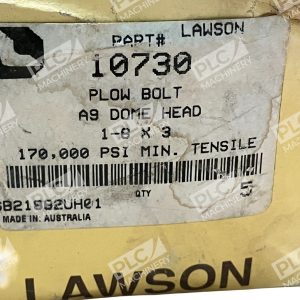 Lawson 10730 A9 Plow Bolt 1 8 x 3 Dome Head High Strength Alloy Steel Box of 5 297992843034
