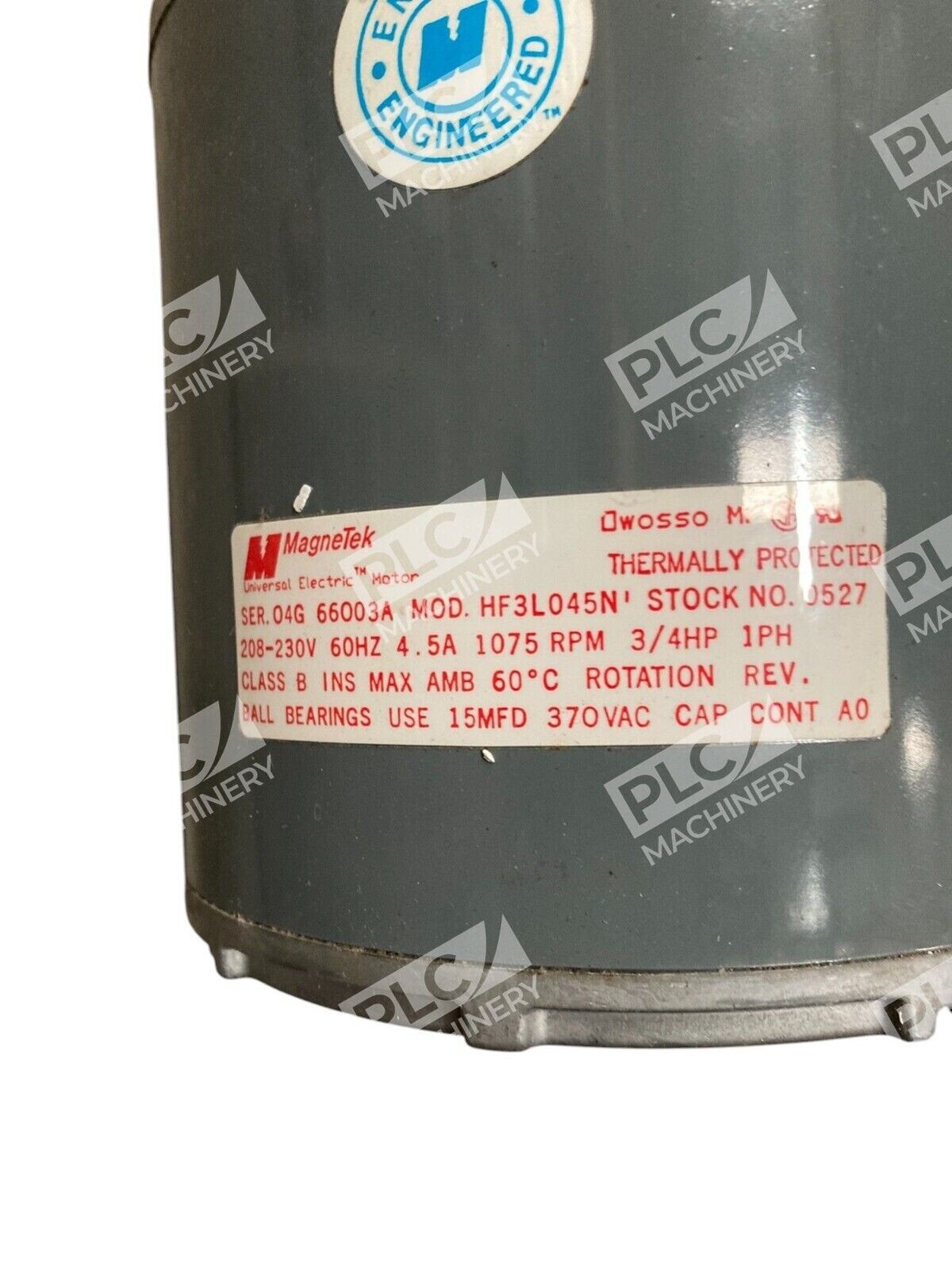 Magnetek 0527 Ser04G 66003A 4.5A 1075RPM 3/4HP Universal Electric Motor HF3L045N - Image 3