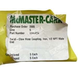 McMaster Carr 5344K24 Twist Claw Hose Coupling 12 NPT Male Iron Line 5