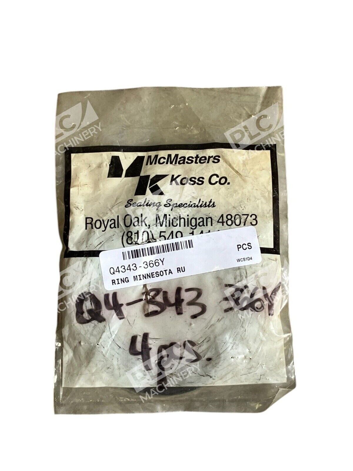 McMasters Koss Sealing Specialist Ring Q4343-366Y (bag of 4)