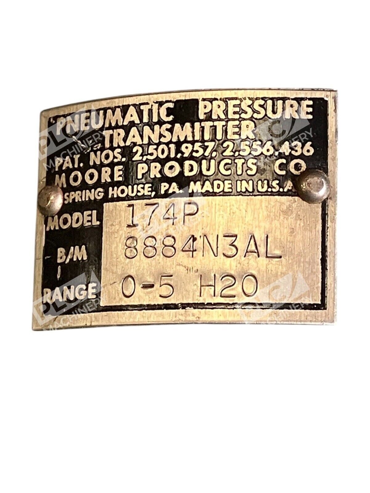 Moore Products 8884N3AL 0-5 H20 Pneumatic Pressure Transmitter 174P - Image 7