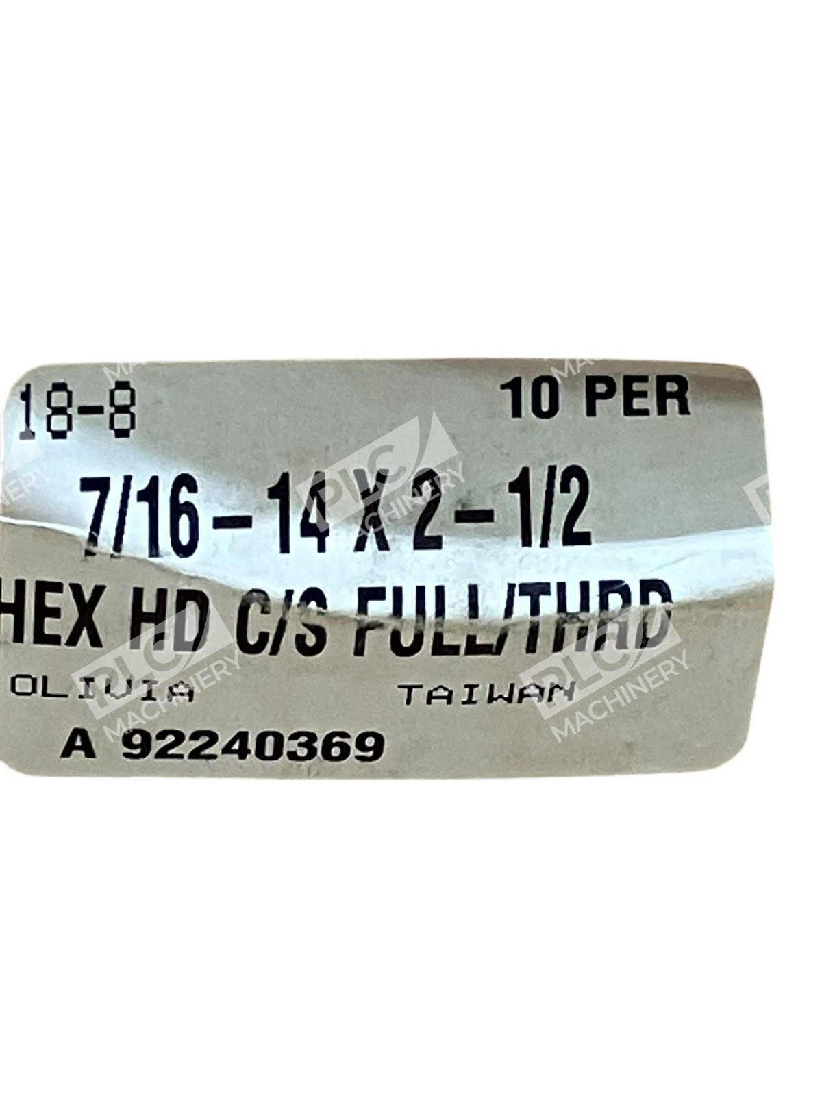 Olivia Hex Head Cap Screw Fully Threaded 18-8 7/16-14" X 2-1/2" (Box of 10) - Image 3