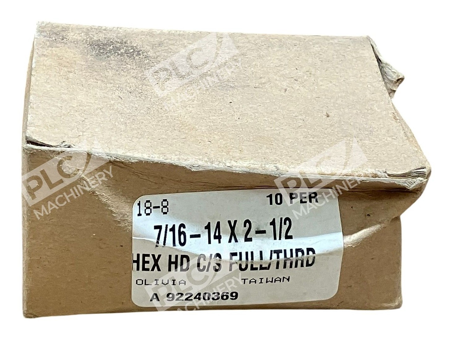 Olivia Hex Head Cap Screw Fully Threaded 18-8 7/16-14" X 2-1/2" (Box of 10)