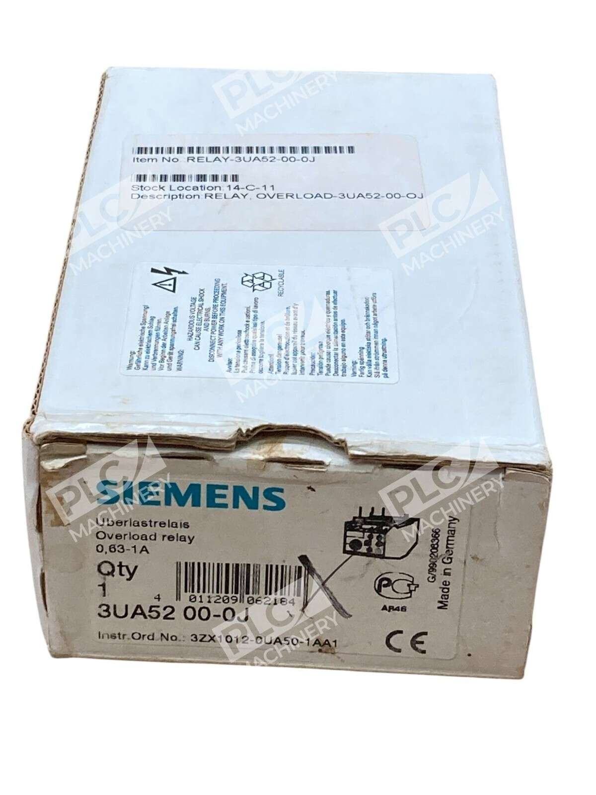Siemens 3UA5200-0J 0.63A-1A Overload Relay 3UA52 00-0J