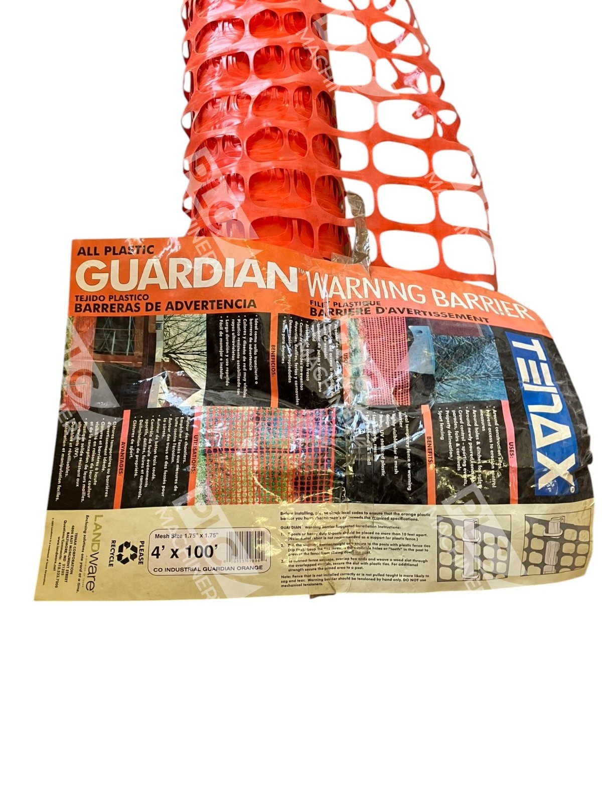 Tenax Landware 1.75"x1.75" CO Industrial Guardian Orange Barrier 4'x100' - Image 3
