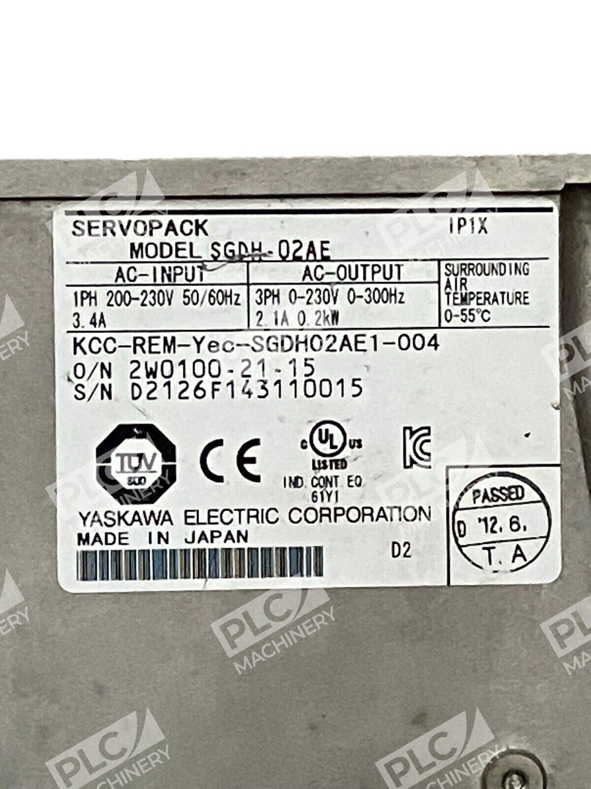 Yaskawa KCC-REM-Yec-SGDH02AE1-004 200V Servopack SGDH-02AE - Image 4