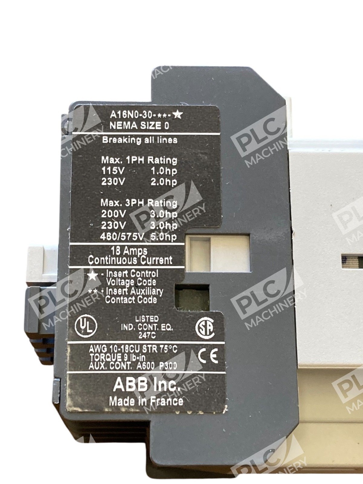 ABB Inc A16N0-30-01 NEMA SIZE 0 A12N 3P Contactor A16N0-30-01-84 - Image 11