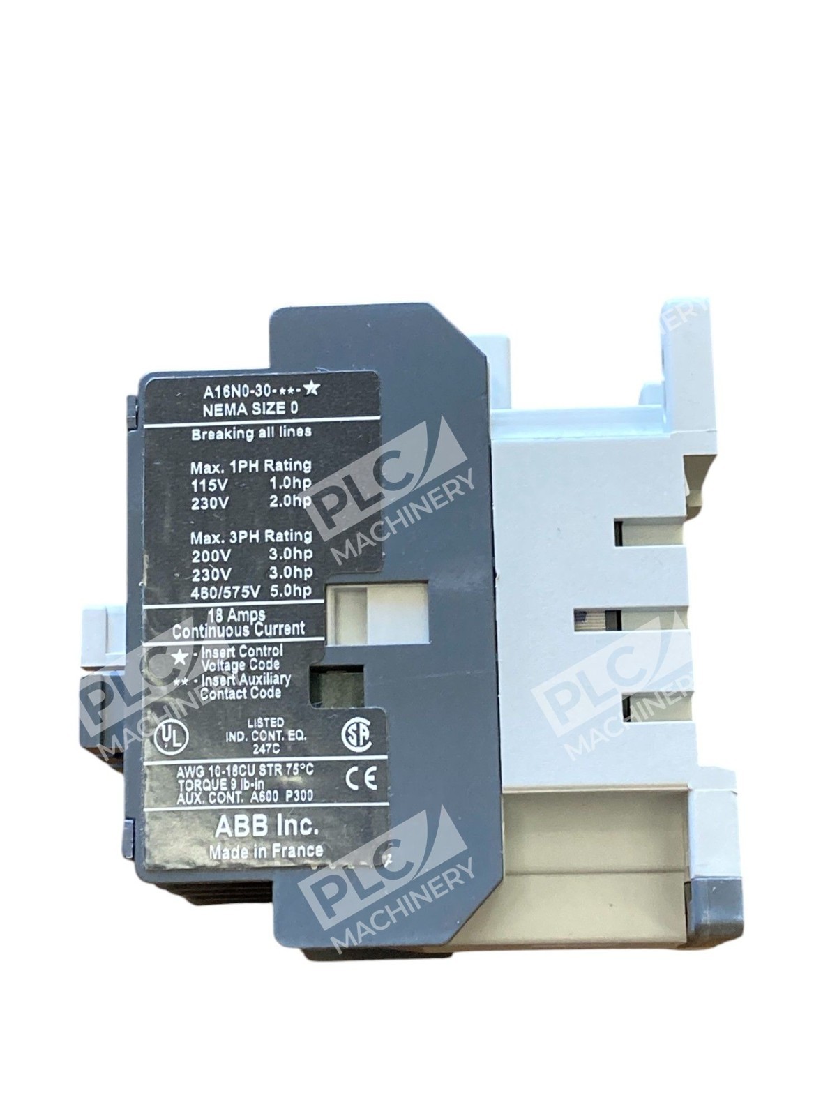 ABB Inc A16N0-30-01 NEMA SIZE 0 A12N 3P Contactor A16N0-30-01-84 - Image 10