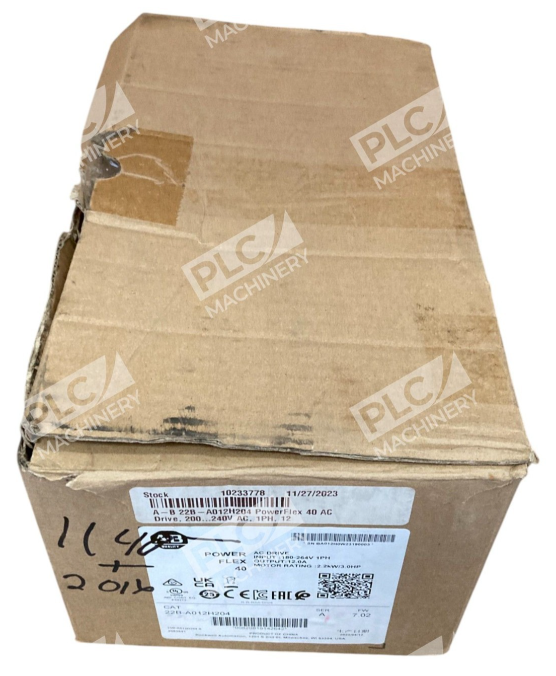 Allen Bradley AB 12A 180-264V 1PH AC Drive Power Flex 40 22B-A012H204 /A