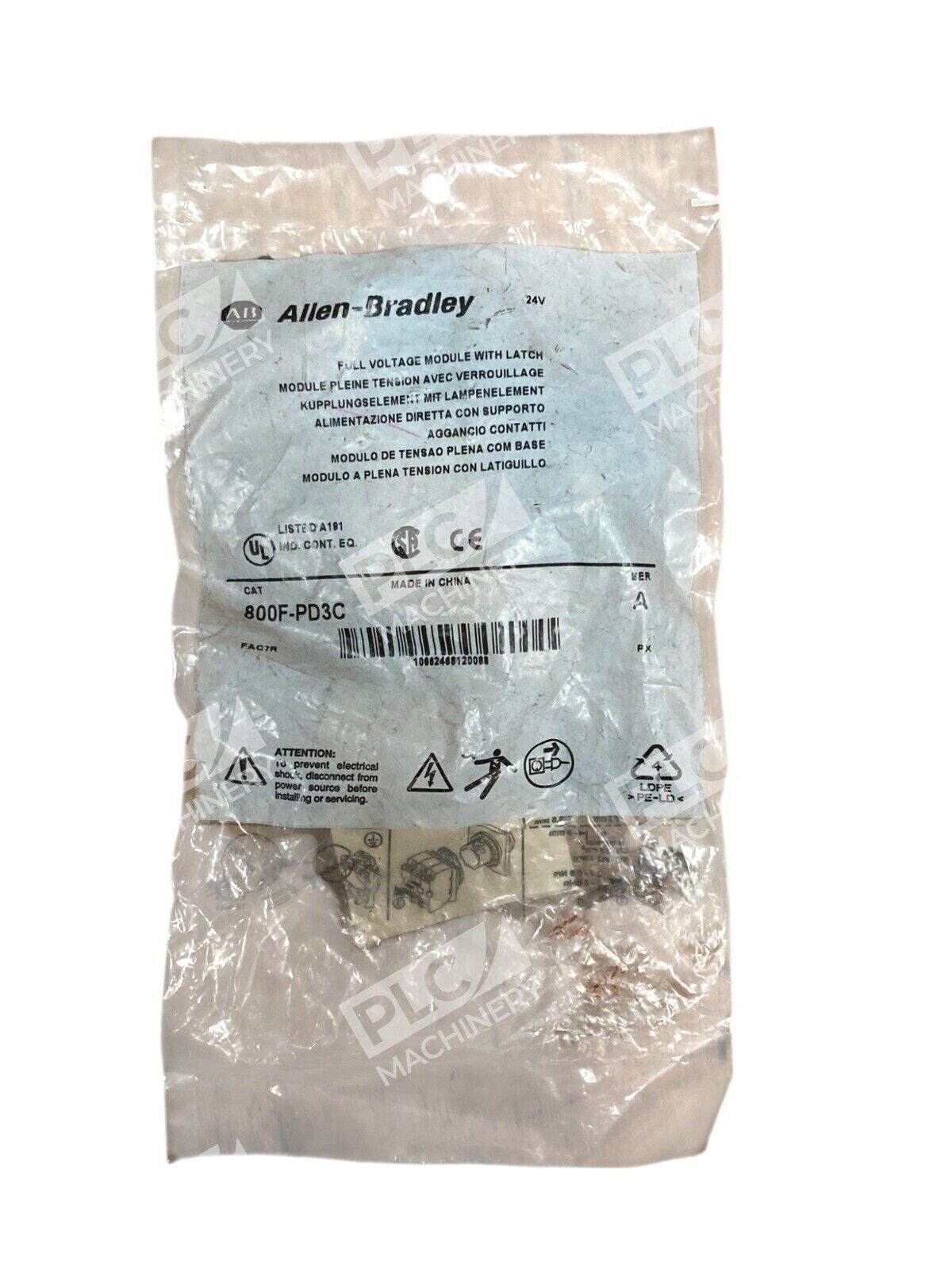 Allen Bradley AB Full Voltage Module With Latch 800F-PD3C /A