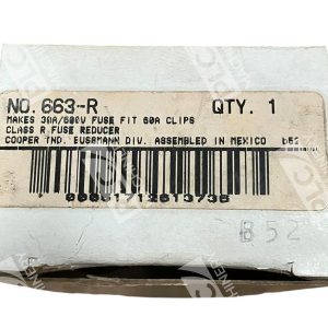 Cooper Bussmann 30A/600V Fuse Fit 60A Clips Class R Fuse Reducer 663-R