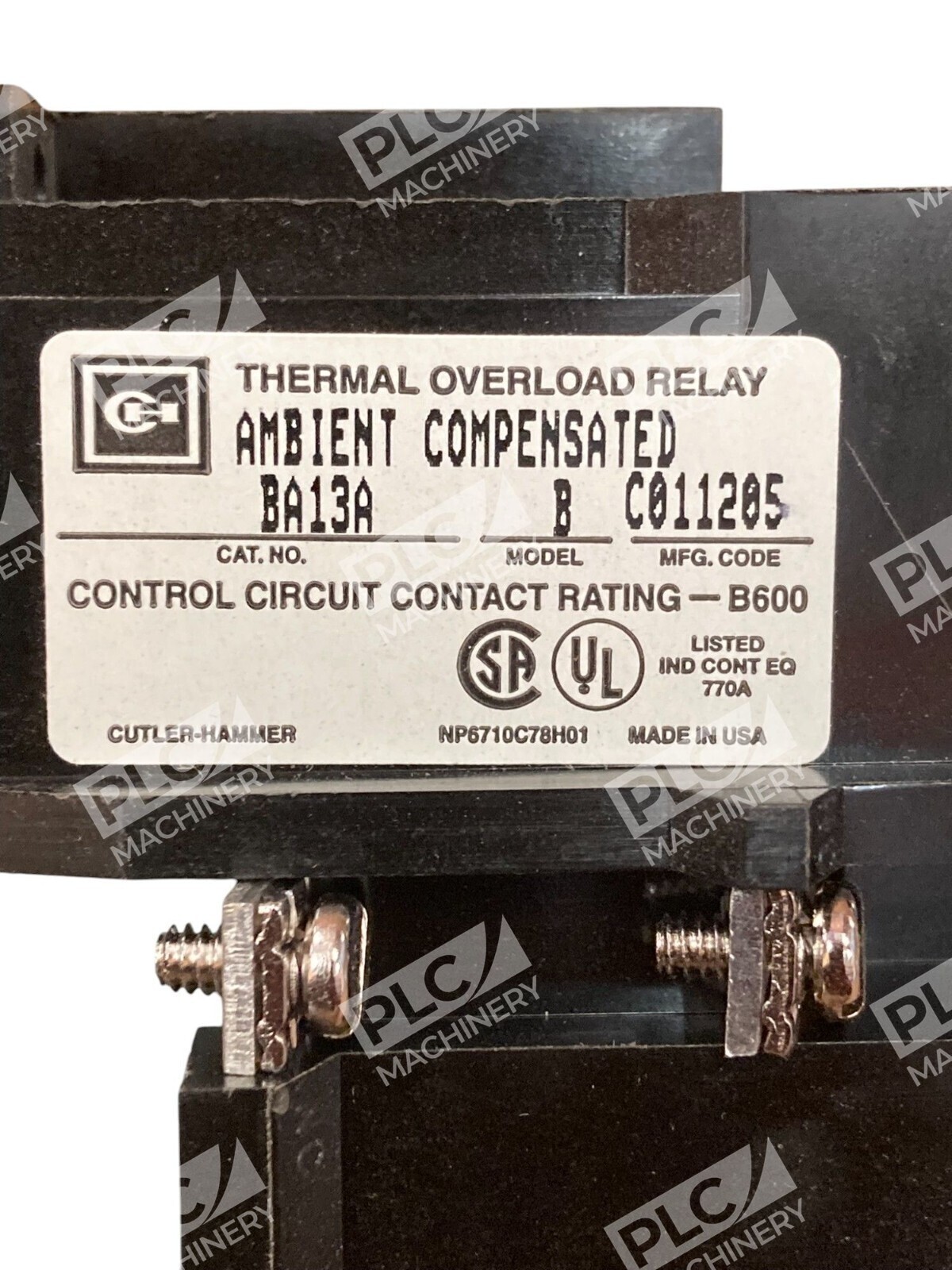 Cutler Hammer 3 Pole A200 Thermal Overload Relay BA13A - Image 8