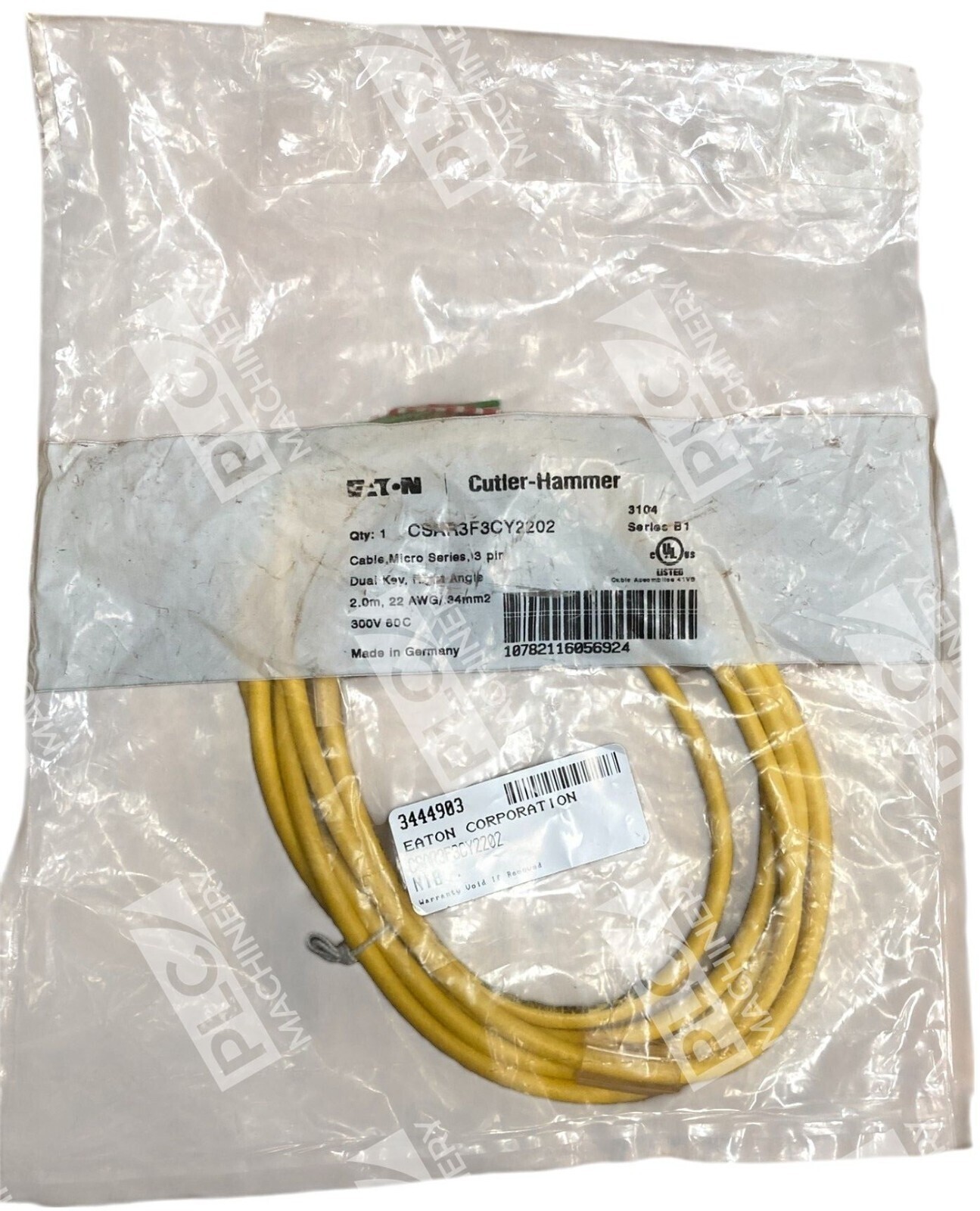 Eaton Cutler Hammer 2m 22AWG/34mm2 Micro Series 3 Pin Cable CSAR3F3CY2202