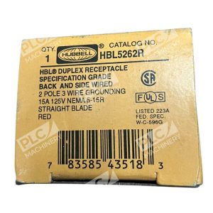 Hubbell Duplex 2 Pole 15A 125V Duplex Receptacle Straight Blade HBL5262R