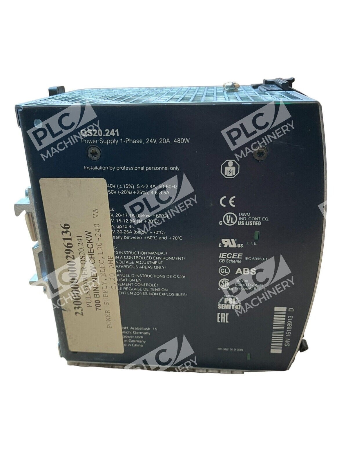 Puls Dimension QS20.241 Power Supply 1-Phase 24V 20A 480W