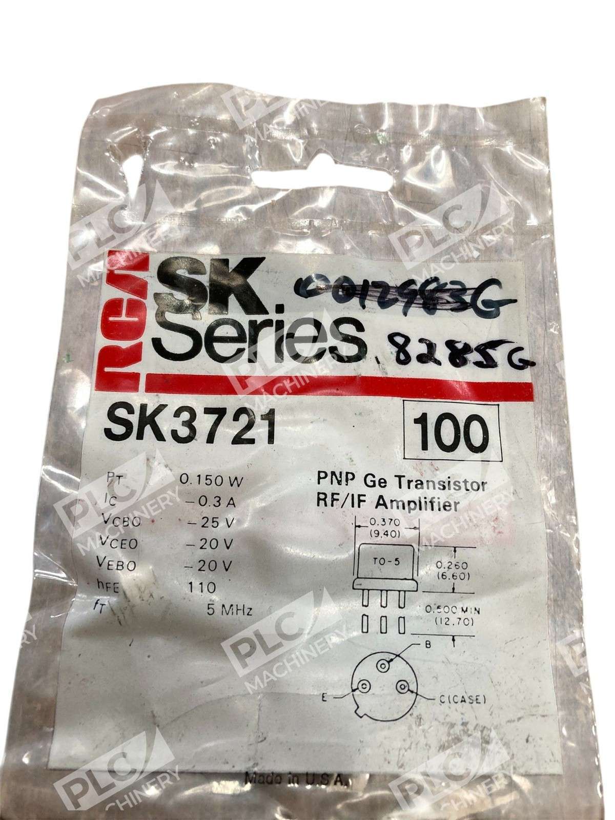 RCA SK3721 PNP Germanium Transistor TO-5 RF/IF Amplifier NTE100 Equivalent - Image 3