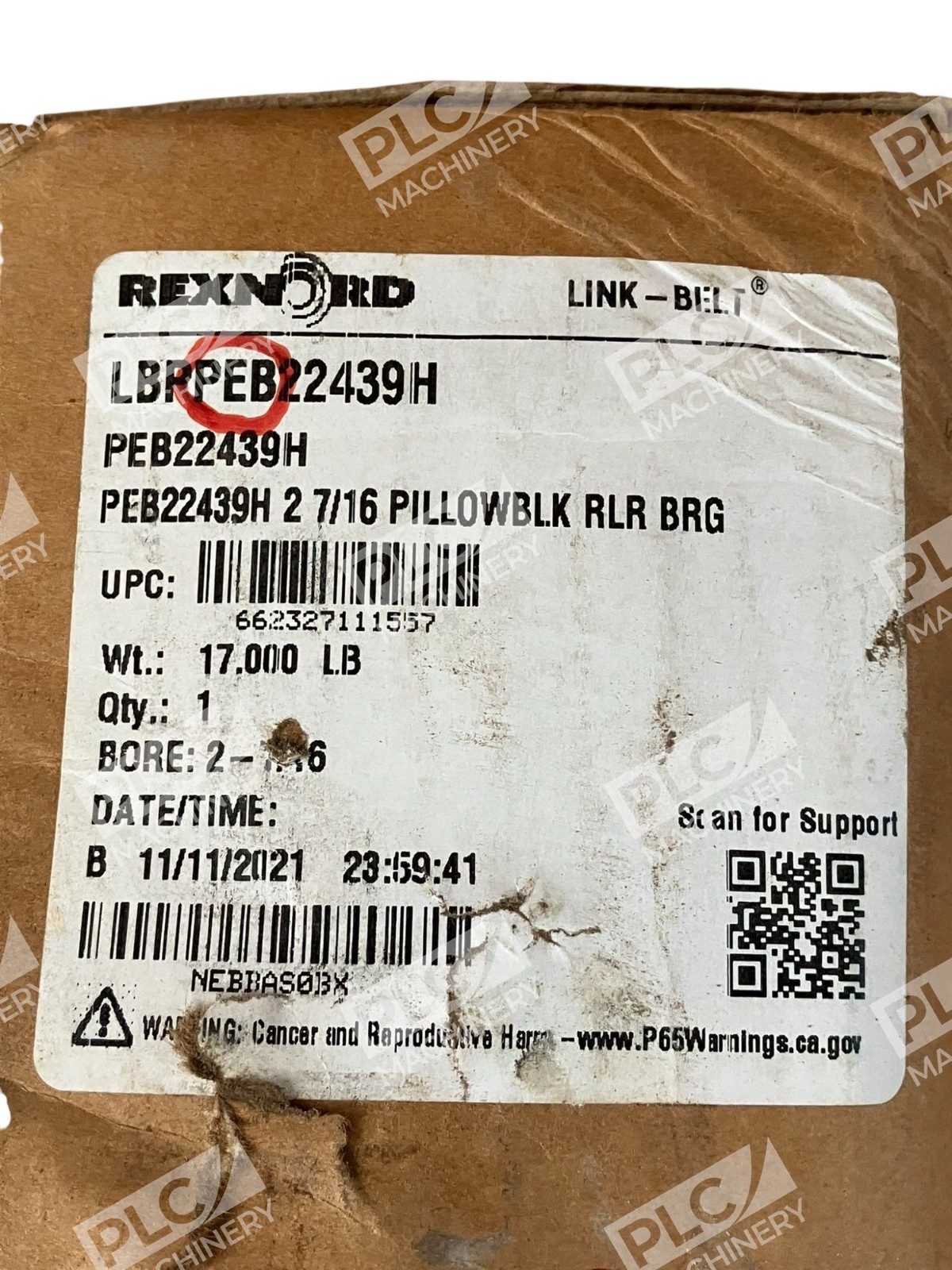 Rexnord 2-7/16" LBPPEB22439H Link-Belt Pillowblock Roller Bearing PEB22439H - Image 5