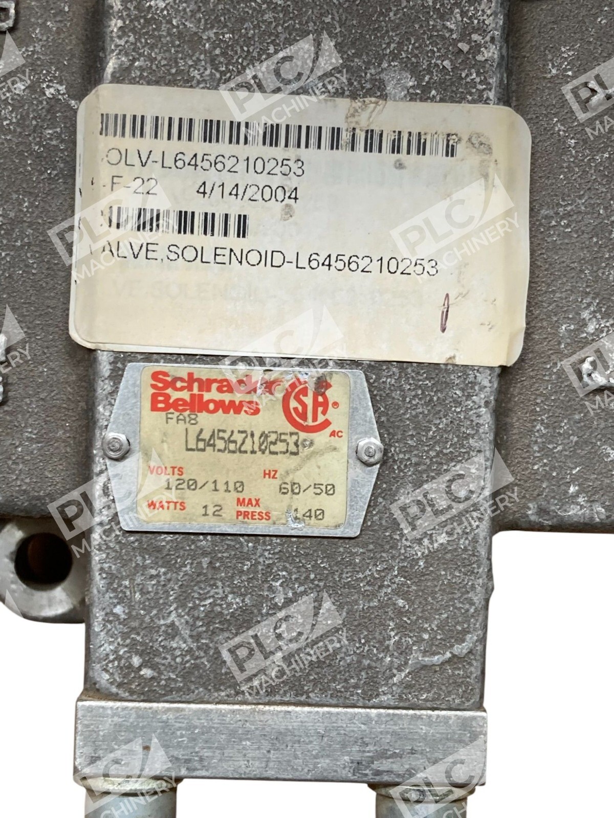 Schrader Bellows Parker 12W 120/110V 60/50Hz 140PSI Solenoid Valve L6456Z10253 - Image 7