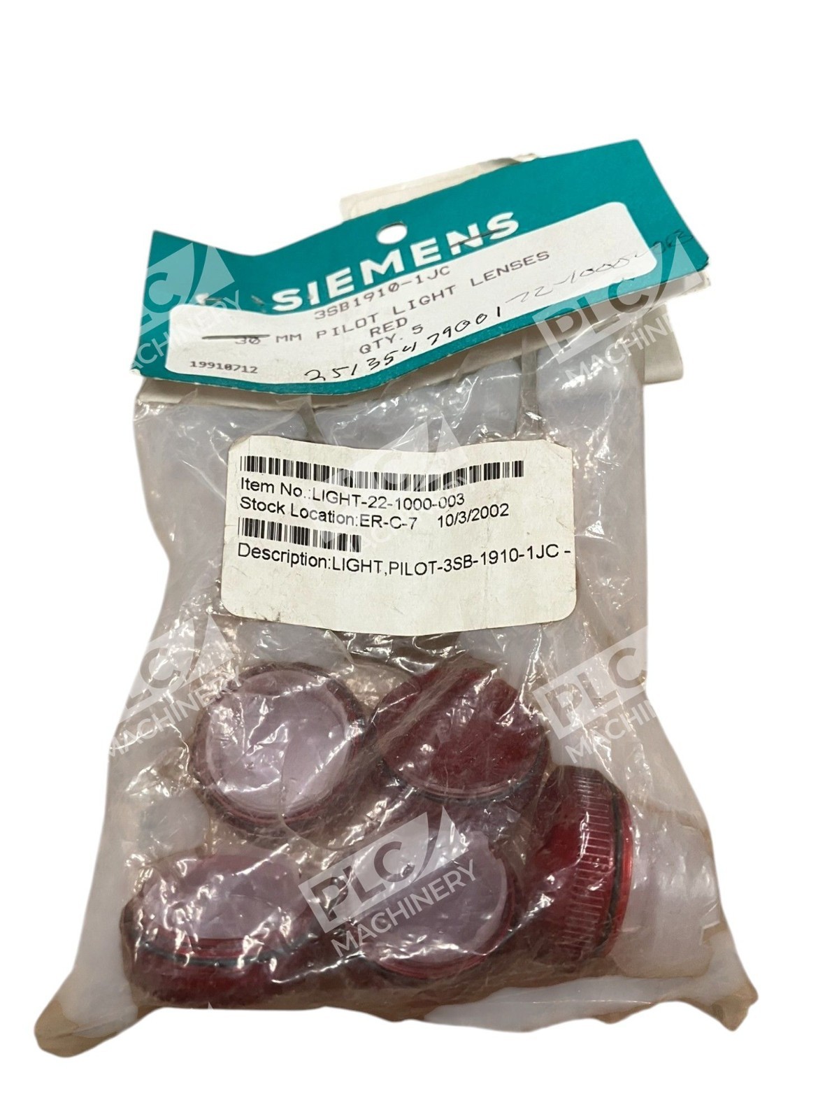 Siemens Red 30mm Pilot Light Lenses 3SB1910-1JC (Bag of 5)