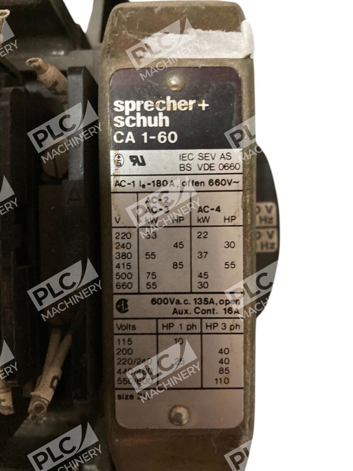 Sprecher+Schuh CT1-150 Overload Contactor CA1-60 - Image 3